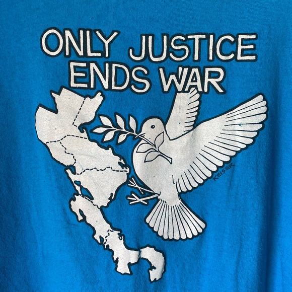 Vintage Hanes USA Cotton Tee Anti-War Graphic Keiser 90s Dove of Piece XLarge - Picture 1 of 7